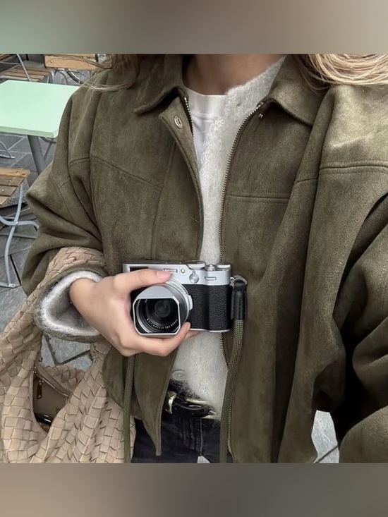 Anthropologie Olive Faux Suede Oversized Bomber Jacket - Picture 2 of 5